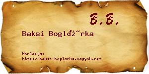 Baksi Boglárka névjegykártya